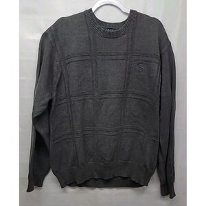 Izod Pullover Sweater Mens Large Knit Long Sleeve Dark Gray 100%‎ Cotton XXL